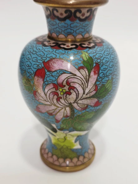 Antika Cloisonne Mini Vazo 13cm 004 - Resim 2
