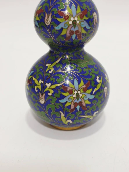 Antika Cloisonne Mini Vazo 15,50cm 013 - Resim 3