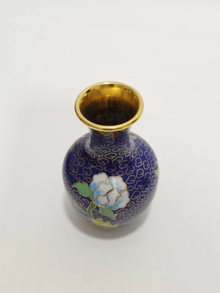 Antika Cloisonne Mini Vazo 10,50cm 011 - Resim 3