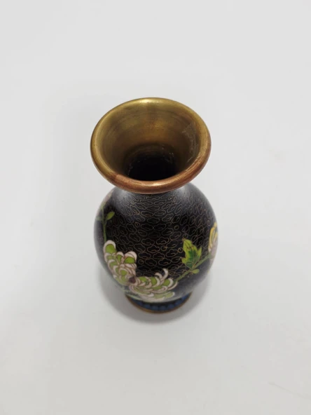 Antika Cloisonne Mini Vazo 13cm 006 - Resim 5