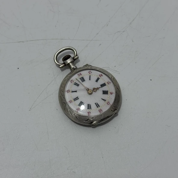 Porselen Kadran Gümüş Kaplama Kurmalı Cep Saati 30,50mm 2.El (ARIZALI) ürün görseli 1