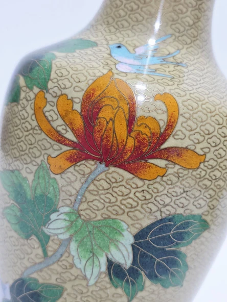 Antika Cloisonne Mini Vazo 26cm 014 - Resim 3