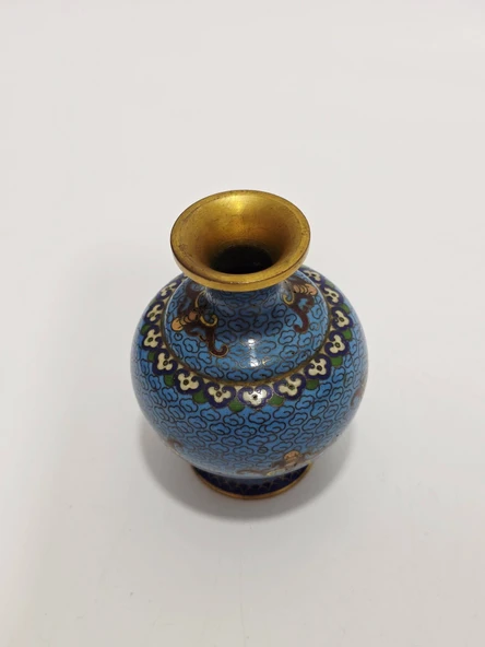 Antika Cloisonne Mini Vazo 8,50cm 008 - Resim 3