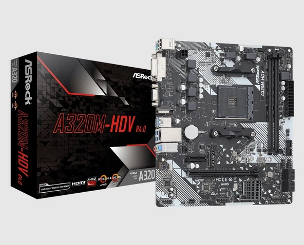 Asrock A320M-HDV R4.0 AMD AM4 DDR4 Micro ATX Anakart ürün görseli 1