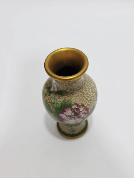 Antika Cloisonne Mini Vazo 13,50cm 009 - Resim 4