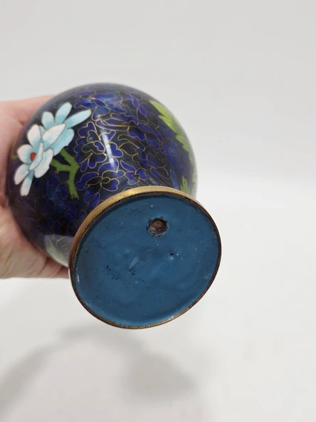 Antika Cloisonne Mini Vazo 20,50cm 018 - Resim 5