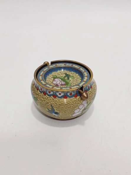 Antika Cloisonne Devrilen Kapaklı Pirinç Küllük 022 ürün görseli 1