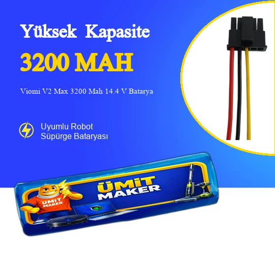 Viomi V2 Max Robot Süpürge 3200 mAh 14.4 V Yanmaz Batarya ürün görseli 1