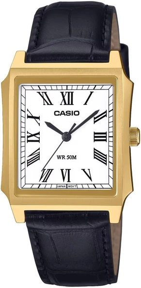 CASIO MTP-B190GL-7BVDF SİYAH DERİ KORDON ROMA RAKAMLI DİKDÖRTGEN ERKEK KOL SAATİ ürün görseli 1