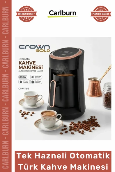 Özel Üretim Crown Gold 800W Közde Pişiren 4 Fincan Kapasiteli Tek Hazneli Otomatik Türk Kahve Makine ürün görseli 1