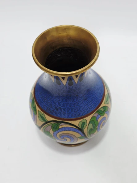 Antika Cloisonne Mini Vazo 23,50cm 016 - Resim 4
