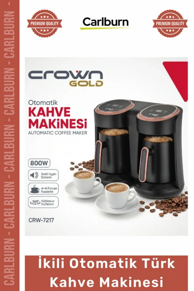 Özel Üretim Crown Gold 8 Fincan Közde Pişiren 800W Siyah Gold İkili Otomatik Türk Kahve Makinesi ürün görseli 1