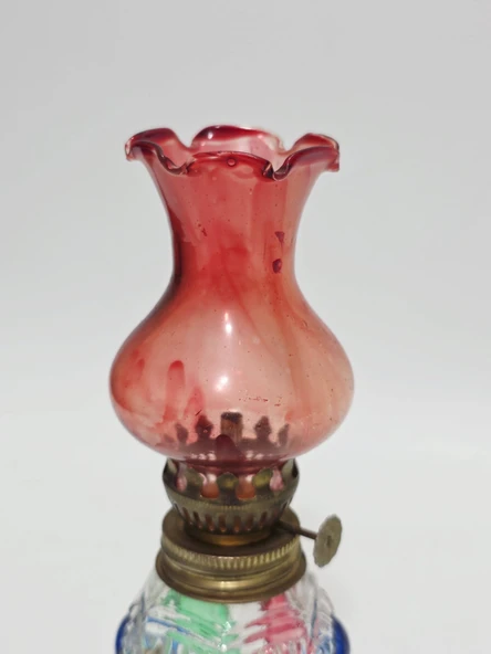 Antika Renkli Cam Gaz Lambası 024 - Resim 3