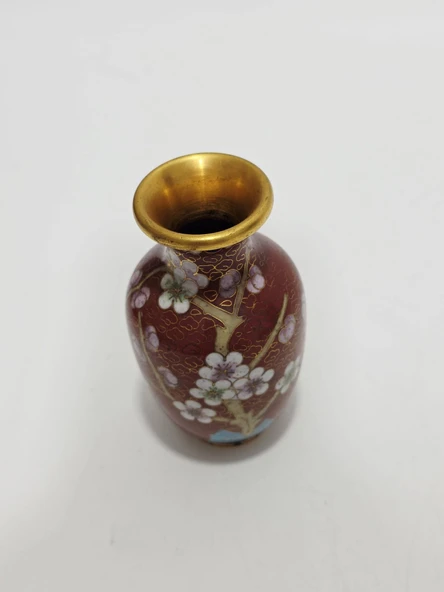 Antika Cloisonne Mini Vazo 10,50cm 007 - Resim 3