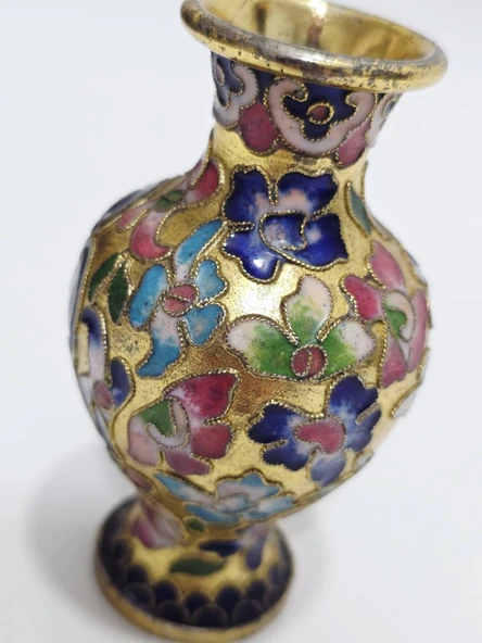 Antika Cloisonne Mini Vazo 10,50cm 002 - Resim 2