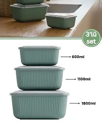 İç İçe Geçmeli Snaplid Dikdörtgen Saklama Kabı (600 - 1100 - 1800 ml) (Üçlü Set) ürün görseli 1