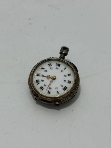 Porselen Kadran İşlemeli Kurmalı Cep Saati 29mm 2.El (ARIZALI) ürün görseli 1