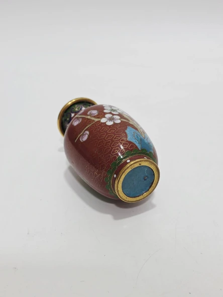 Antika Cloisonne Mini Vazo 10,50cm 007 - Resim 4