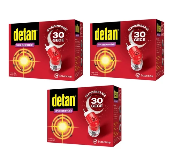 Detan Süper Elektrolikit Sivrisineksiz 30 Gece Cihaz ve Şişe x 3 Adet ürün görseli 1