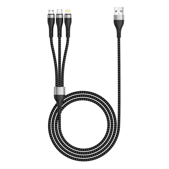 Zore ZR-43 3in1 USB-A to Lightning – Type-C – Micro Şarj ve Data Kablosu 20W 1.5M ürün görseli 1