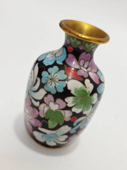 Antika Cloisonne Mini Vazo 10,50cm 001 - Resim 3
