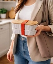 2 'Lİ Bambu Saklama Kabı - Resim 2