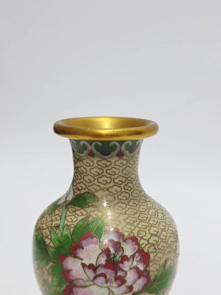 Antika Cloisonne Mini Vazo 13,50cm 009 - Resim 3
