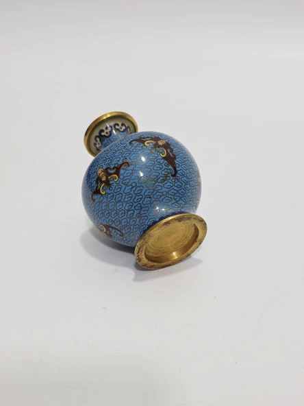 Antika Cloisonne Mini Vazo 8,50cm 008 - Resim 4