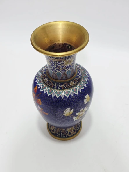 Antika Cloisonne Mini Vazo 25,50cm 017 - Resim 4