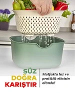 5'li Mutfak Hazırlık Seti - Karıştırma Kabı Kasesi - Kesme Tahtası - Süzgeç - Limon Sıkacağı ürün görseli 1
