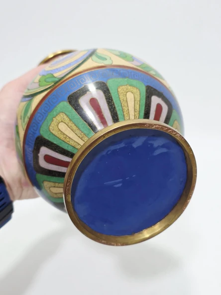 Antika Cloisonne Mini Vazo 23,50cm 016 - Resim 5