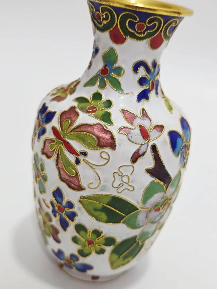 Antika Cloisonne Mini Vazo 13cm 003 - Resim 2