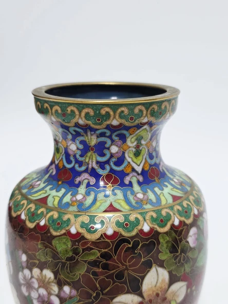 Antika Cloisonne Mini Vazo 15,50cm 012 - Resim 3