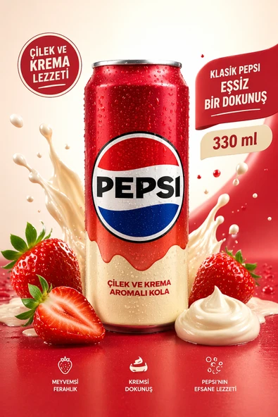 Pepsi Çilek ve Krema Aromalı Kola 330 ml ürün görseli 1