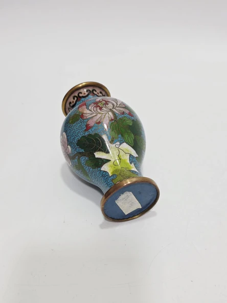 Antika Cloisonne Mini Vazo 13cm 004 - Resim 5
