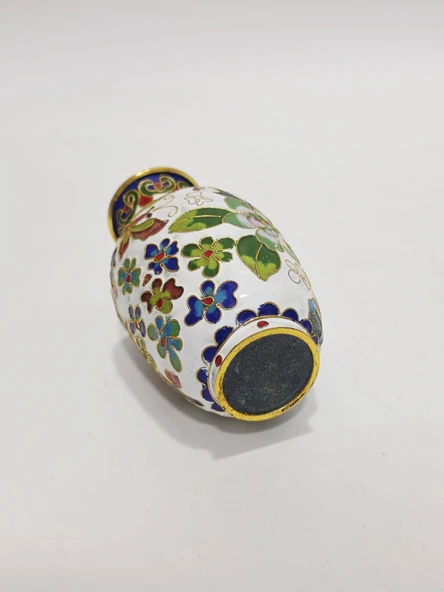 Antika Cloisonne Mini Vazo 13cm 003 - Resim 3