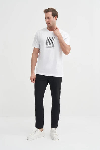 Cazador 41720 Erkek Bisiklet Yaka Beyaz Tshirt ürün görseli 1