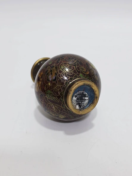 Antika Cloisonne Mini Vazo 13cm 005 - Resim 5
