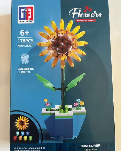 Işıklı Çiçek Lego | Işıklı Çiçekli Lego | 178 Parça Saksılı Ay Çiçeği Işıklı Lego ürün görseli 1