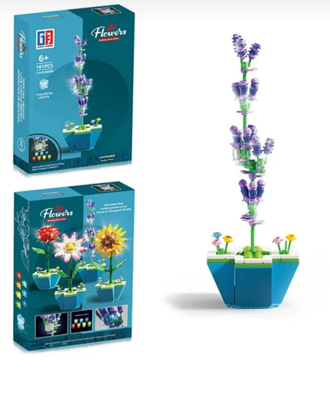 Işıklı Çiçek Lego | Işıklı Çiçekli Lego | 161 Parça Mor Lavanta Çiçek Işıklı Lego ürün görseli 1