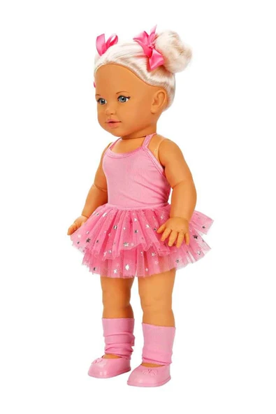 Tina Ballerina 45 cm Balerin Bebek – Yıldız Desenli Tütülü ve Hareketli Eklemli Büyük Boy Bebek ürün görseli 1