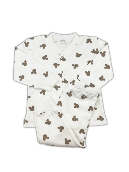 Sema Baby Mickey Mouse Bebek Pijama Takımı – Ekru 0-3 Ay ürün görseli 1
