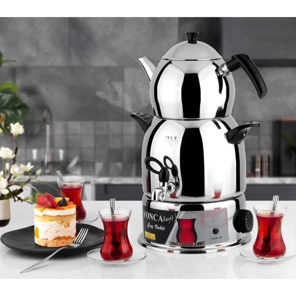 Altabi Keyif Çay Semaveri - 430 Kalite Paslanmaz Çelik, 2L Demlik + 4L Hazne ürün görseli 1