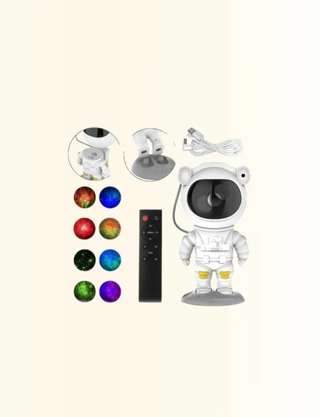 Bluetooth ve Dahili Ses Özellikli Astronot Projeksiyon Lambası - Resim 5
