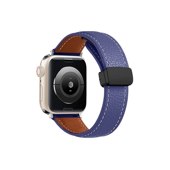Apple Watch 42mm Kr414 Daks Deri Kordon (saat Değildir) - Lacivert ürün görseli 1