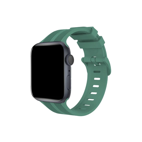 Apple Watch 38mm Kr408 Çizgili Silikon Kordon (saat Değildir) - Yeşil ürün görseli 1