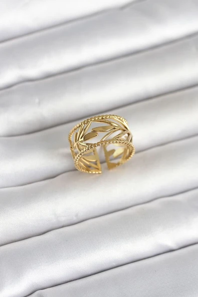 316L Çelik Gold Renk Başak Model Kadın Yüzük - TJ-BYK4182 ürün görseli 1