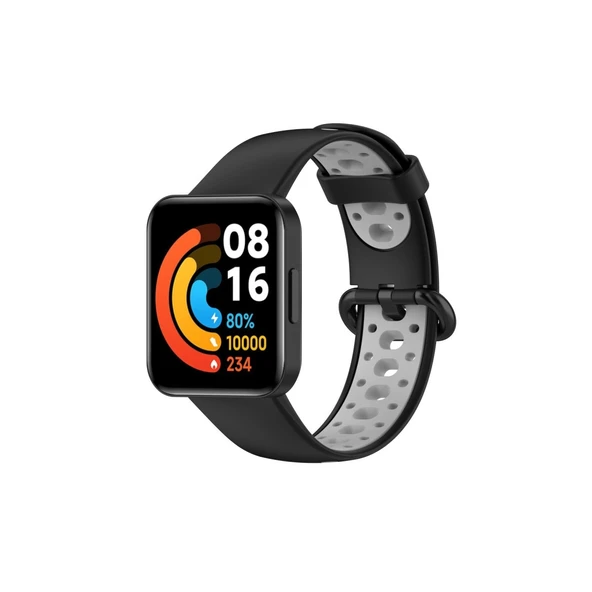 Xiaomi Redmi Watch 2 Spor Delikli Kordon (saat Değildir) - Siyah-gri ürün görseli 1