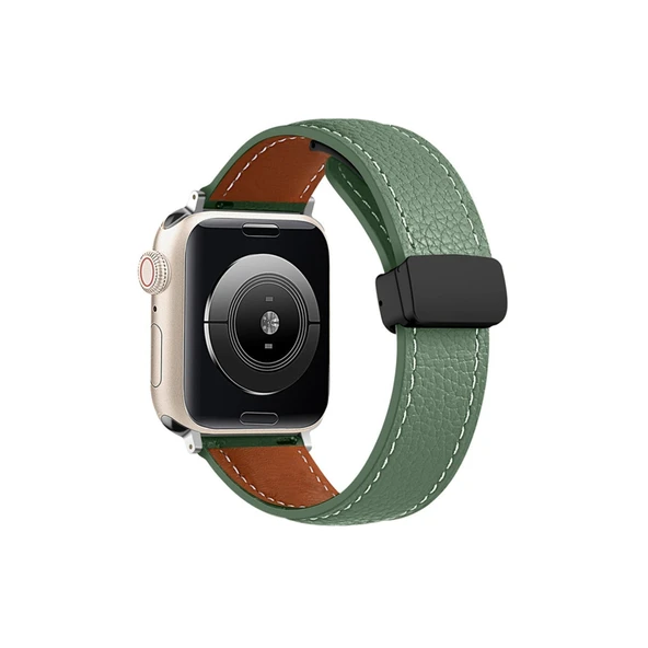Apple Watch 38mm Kr414 Daks Deri Kordon (saat Değildir) - Koyu Yeşil ürün görseli 1