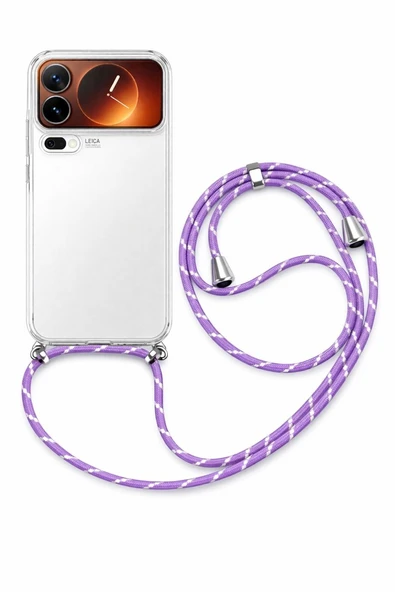 Mi 17 Pro Max Boyun Askılı Şeffaf Silikon Kılıf Lila ürün görseli 1